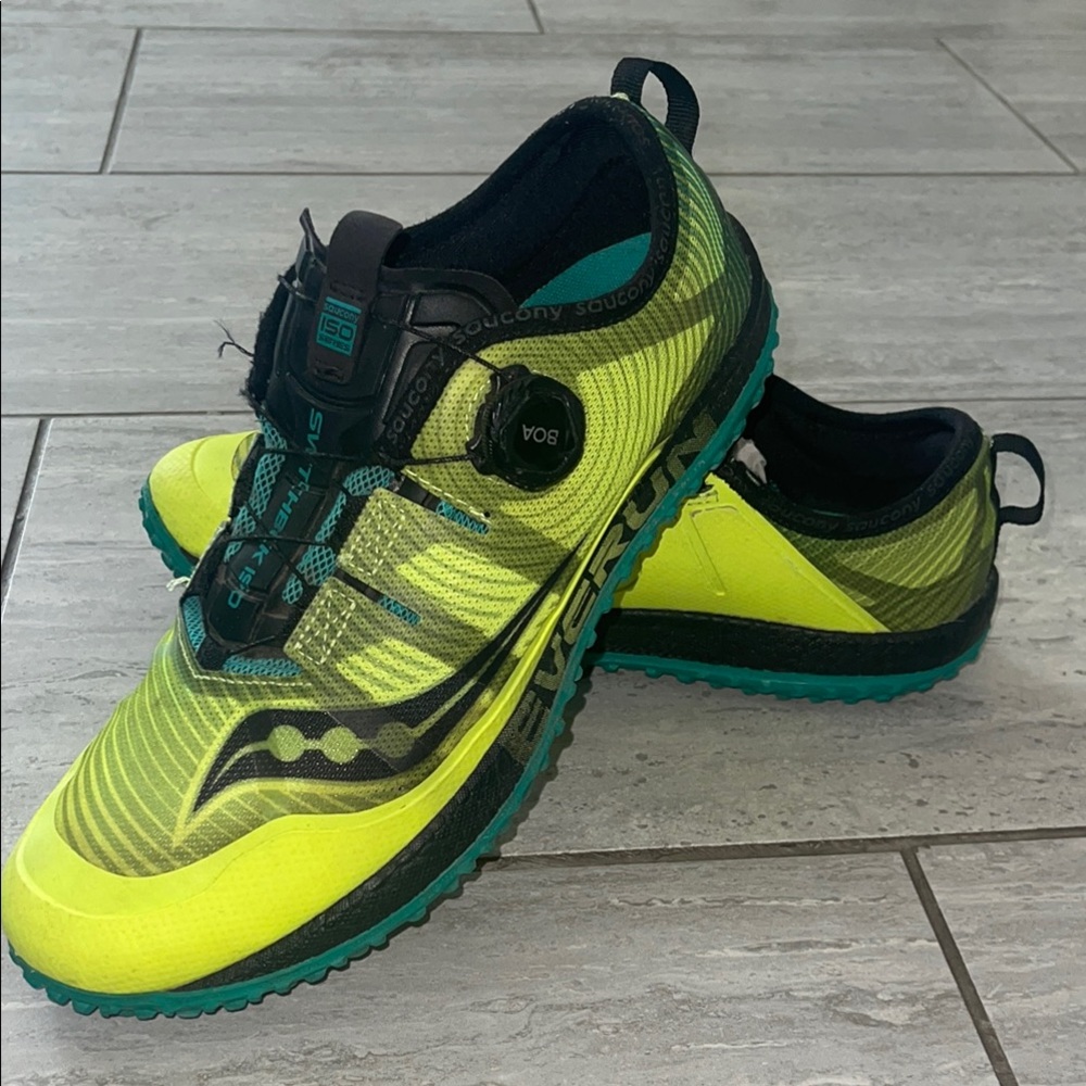 Saucony Neon Yellow and Black Athletic Shoes